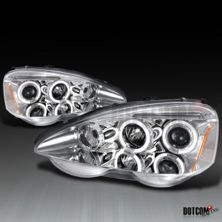 02 04 Acura RSX LED Halo Projector Headlights Lamps Chrome