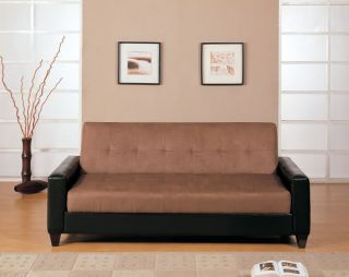 Adjustable Futon Sofa Bed w/ Storage   Light Brown Oak
