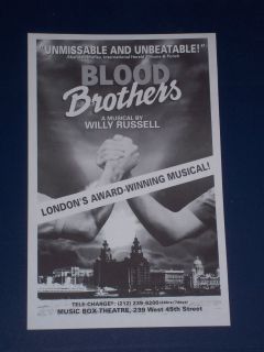 Blood Brothers RARE 1993 Broadway Previews Flyer Musical