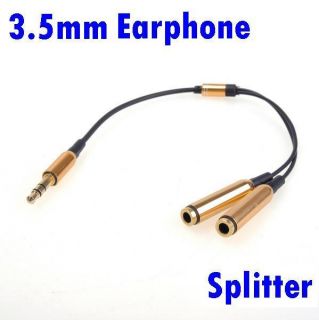NEW Audio Stereo Jack Plug Splitter Dual Earphone Y Adapter 1 Male To 