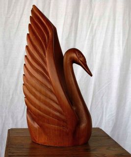   Wooden Bird Swan Walter R Adkins III Folk Art Statue Sculpture
