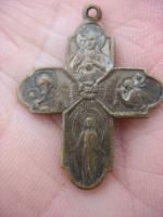 Antique Mixed Lot 49 Catholic Religious Metal Medal with Saint 1830s 