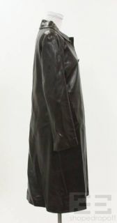 Agnes B. Special Black Leather A Line Mid Length Jacket Size 2