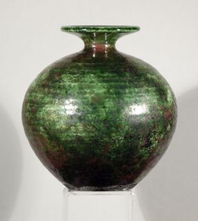 Handthrown Russell Akerman Raku Studio Pottery Vase
