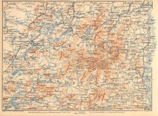 New York State 1909 Adirondack Mountains Old Vintage Map