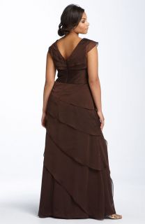 New! Adrianna Papell Tiered Chiffon Petal Gown 16