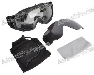 Airsoft Tactical Goggle Glasses w 2pcs of Lens for Helmet with Side 