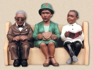 African American Church Pews Figurines Three Generation