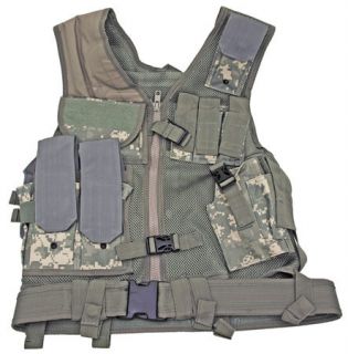 Airsoft Mesh Tactical Vest with7 Pockets and gun holster ACU Digital 