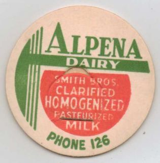 Milk Cap Alpena Dairy Alpena MI Dairy Cap