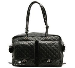   Bo Pet Royalty Dog Carrier Alex Black Quilted Leather Large