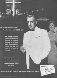 1955 Sir Alec Guinness After Six Formal Wear Print Ad