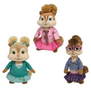 Alvin and The Chipmunks Chipettes Ty Beanie Babies Plush Toy Set of 3 