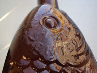 The Fish Bitters W H Ware Patented 1866 Antique Bottle Amber