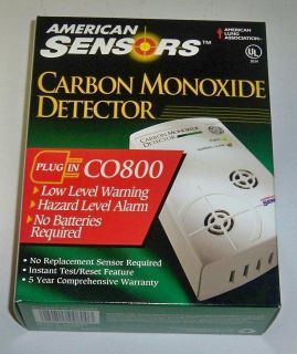 New American Sensors plug in Carbon Monoxide Detector no batteries 