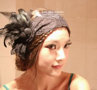 Appareling Black Lace Up Hand Crafted Feather Gorgeous Hairband