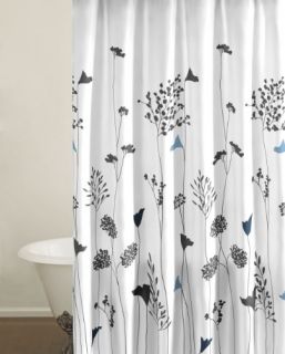 Perry Ellis Asian Lily White Shower Curtain, 100 Percent cotton