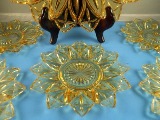 Lot of 8 Federal Glass Amber Sunflower Petal Plates 7 6 1 4 1 11 1 2 