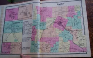 1874 Wayne County NY Atlas Loaded Hand Colored Maps