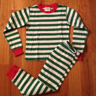 Hanna Andersson Red Green White Stripe Christmas Holiday Long John 