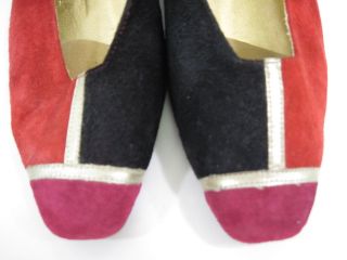 you are bidding on a pair of andrew geller multi color suede flats 