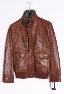 Andrew Marc Radar Brown Distressed Leather Shearling Motorcycle Jacket 