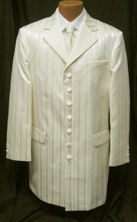 Andrew Fezza Ivory Striped Notch Tuxedo Jacket Prom 40R