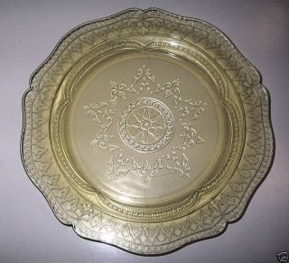   Glass Plate Federal Patrician Spoke Amber Glass 11” Plate