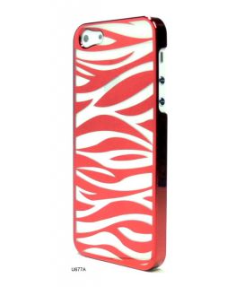 Red Zebra Hollow Aluminum Plated Mirror Plastic Cover Case for iPhone 