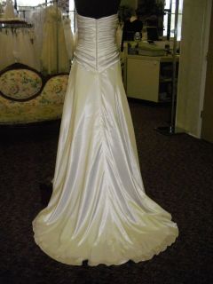 Sz 12 14 ALFRED ANGELO Ivory Satin/Beaded Bridal Gown NWT $895 Wedding 