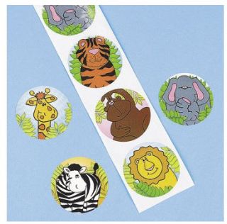 100 Zoo Animal Stickers zebra tiger lion SAFARI PARTY FAVORS School 