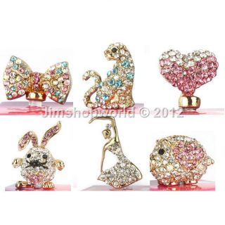 New 3 5mm Crystal Animal Headset Dust Plug for Apple iPhone 3 4GS 