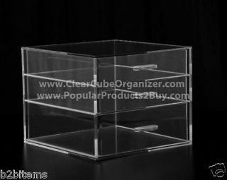 acrylic lucite clear cube makeup organizer w drawers new 3 8 heavy 