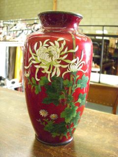 Fine Ando Peony Red Japanese Flower Vase