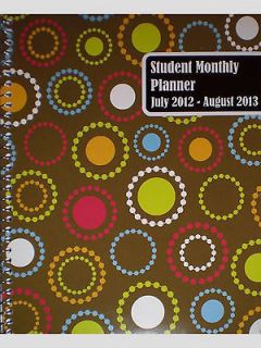 Dotted Circles Student Monthly Planner July 2012   August 2013