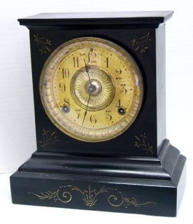 Ansonia Clock Co. New York Decorated Shelf Clock Cast Iron Dated June 