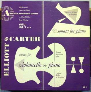 BERNARD GREENHOUSE & ANTHONY MAKAS carter cello & piano sonata LP VG+ 