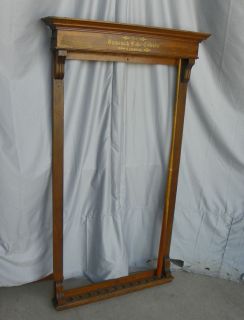 Antique Oak Brunswick Advertising Pool Cue Rack with Gold Lettering 