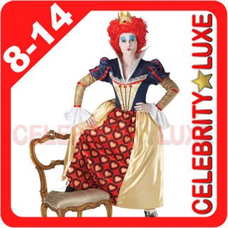 New Alice in Wonderland Red Evil Queen of Hearts Fancy Dress Costume 