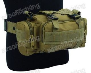 Airsoft Tactical MOLLE Utility 3 Ways Waist Pouch Pack TAN A