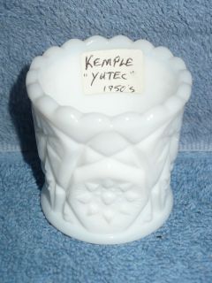 Vintage Kemple Glass Yutec Pattern Milk Glass Toothpick Holder 1950s 
