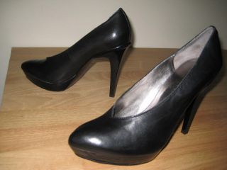 Audrey Brooke $108 Black Leather Platform Heels Shoes Pumps CUTE Sz 10 