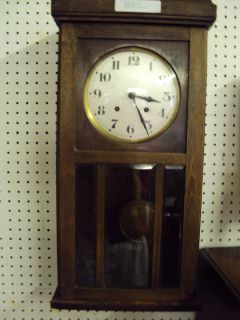 Antique German Gong Key Wind Wall Clock