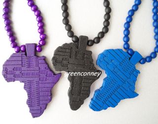 Hip Hop Fashion Good Wood Africa Map Bead Chain Rosary Necklace