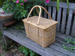 vintage cane fishing creel carry basket from australia time left