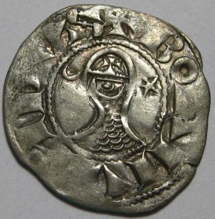 Antioch Bohemund III silver denier coin issued 1163 1201 A D