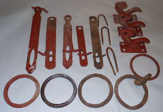 Lot of Antique Barn Door Latch & Pull Rings 100 Year Old Barn