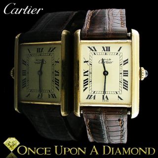 Cartier must de Cartier Argent Tank Ladies Watch w Lizard Band