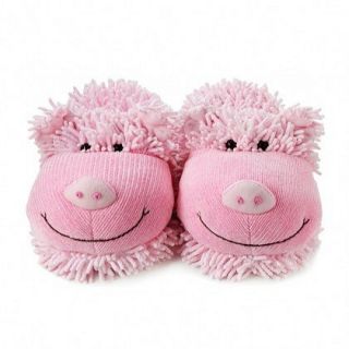 Aroma Home Adult Fuzzy Friends Warm Slippers Pink Pig New