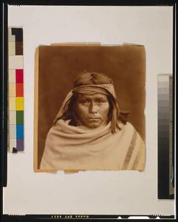   Apache Indian,wearing blanket,headband,clothing,Native American,c1903
